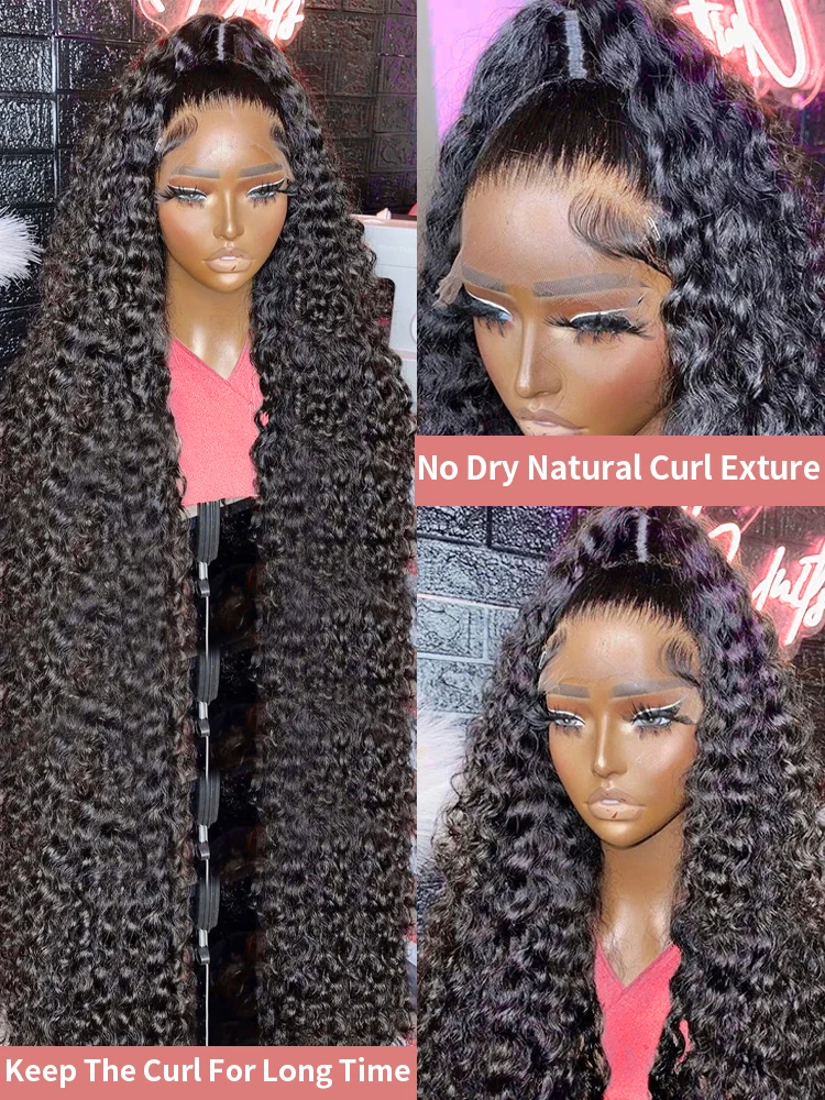 46 Inch Deep Wave Lace Frontal Wig 13x4 13x6 360 Hd Curly Human Hair Lace Front Wigs For Women Water Wave Pre Plucked Lace Wigs