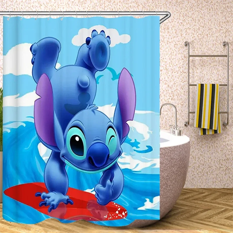 Stitch bathroom curtain waterproof anti-corrosion cartoon pattern shower supplies multi-color optional water retaining set