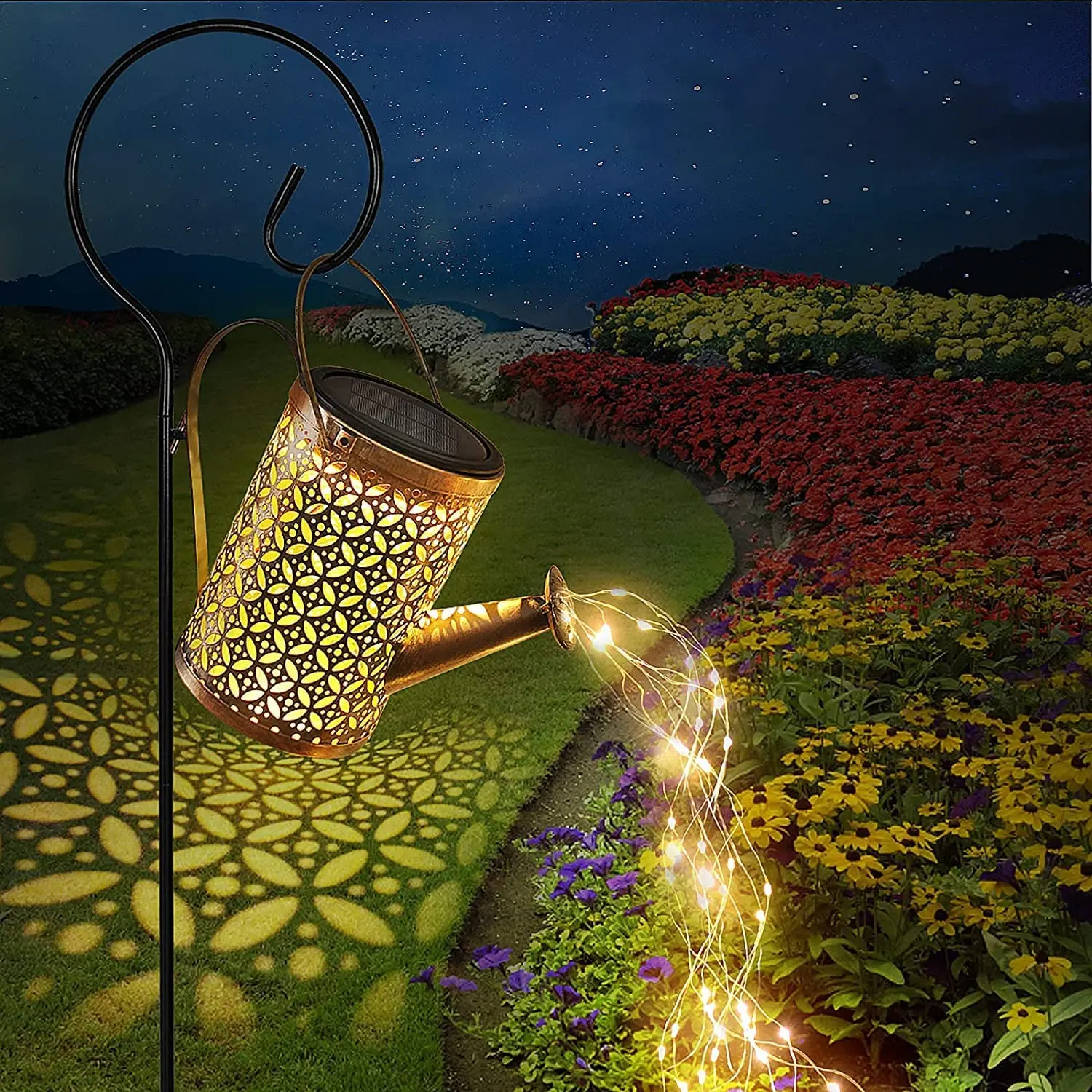 

Solar Lights Waterproof Garden Decorations Outdoor Hanging Retro Metal Kettle Light Art Decorative Walkway Patio Lawn LED Lamp