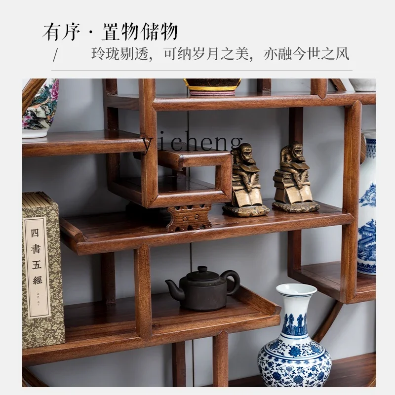 

ZK Round Multi-Treasure Cabinet Display Rack Solid Wood Chinese Style Display Cabinet Tea Set Partition home accessories