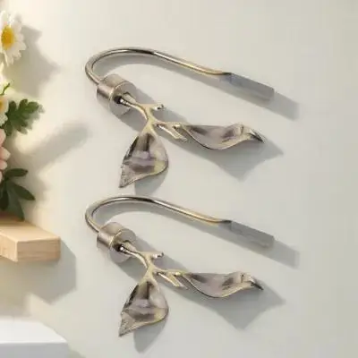 

2pcs Curtain Holdbacks Leaf Design Zinc Alloy Wall Mounted Drapery Tiebacks For Bedroom Living Room Modern Boho Window Holder
