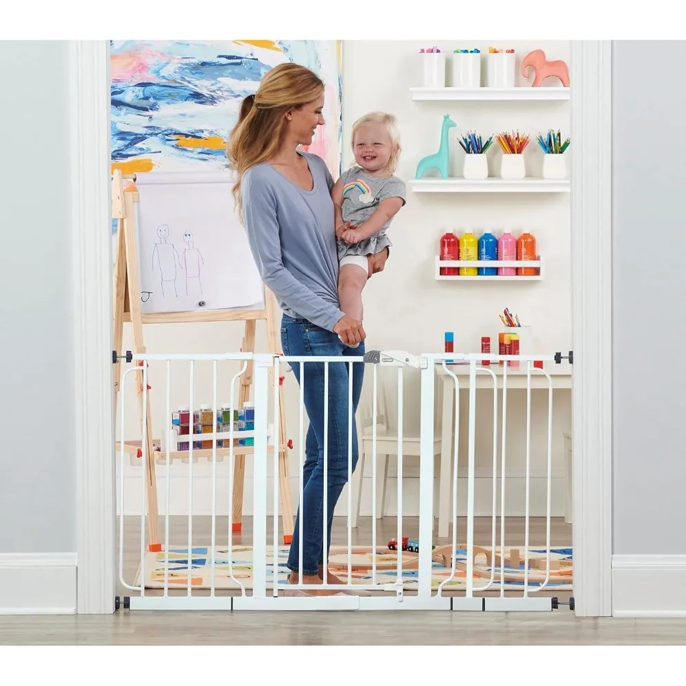 

56-Inch Extra WideSpan Walk Through Baby Gate, Includes 4-Inch, 8-Inch and 12-Inch Extension, 8 Piece Set - 4 Pack