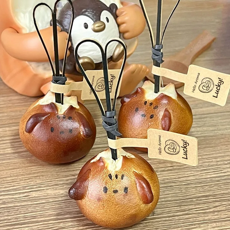 Ins Creative Cute DIY Handmade Flour Food & Play Bread Rearview Mirror Car Hanging Pendant Bag Pendant Best Gift For Friends