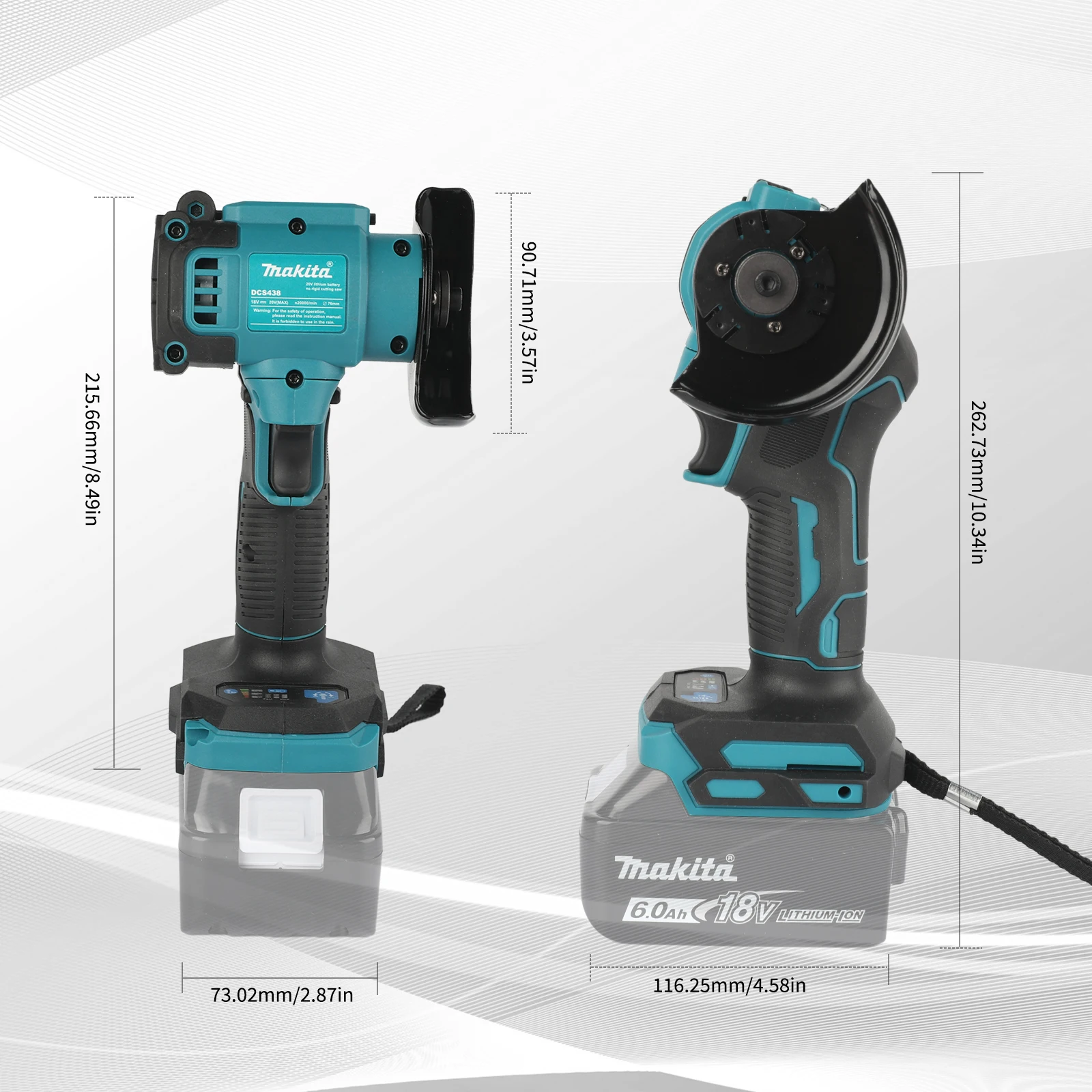 Makita DCS438 18V 400W External Rotor Brushless Grinder 3-Speed 20000RPM 76mm Disc Auto Repair Metal Edge Trimming Hand tools