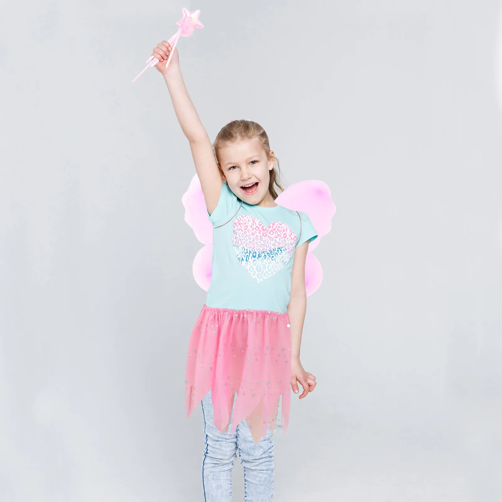 1Set Kids Fairy Dress with Butterfly Wings Gauze Skirt Set Comfortable Creative Design for Birthday Photo Shoot Role Play