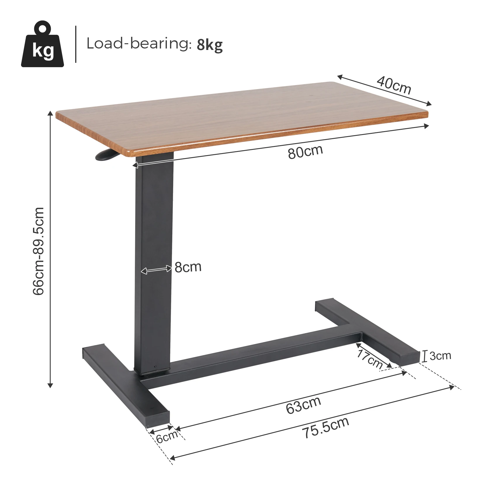 Overbed Bedside Table with Wheels, Adjustable Medical Tilt Top Hospital Bed Table Over The Bed, Rolling Laptop Desk image 6