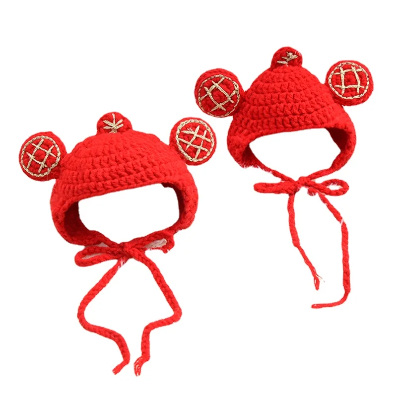 

Pet Cat Cartoon Ears Small Hat Children's Autumn and Winter Cute Kitten Knitted Wool Headdress Pet Supplies