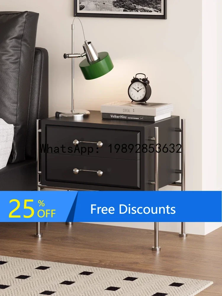 

HH Simple Modern Black Double Layer Living Room Bedroom Bedside Cabinet Storage Locker