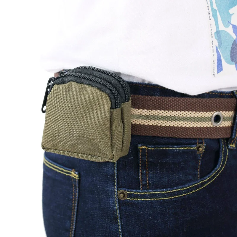 جديد نايلون مزدوج سستة جيب محفظة نسائية للعملات المعدنية الرجال في الهواء الطلق الحقيبة خفيفة الوزن حامل بطاقة صغيرة مفاتيح تخزين حزام الخصر حقيبة Edc أداة