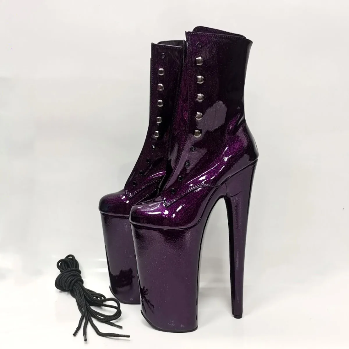 10inch High Heels Ankle Boots 26CM Platform Pole individuality Combat Boots Dance Exotic shoes Stripper Sexy Fetish Real photos