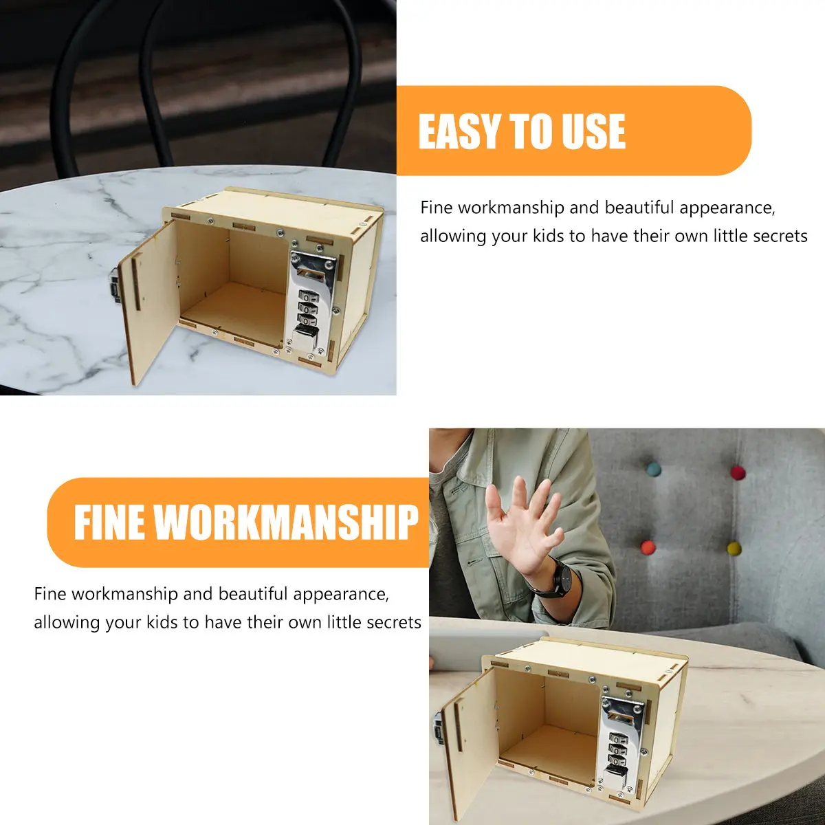 

1Set Wooden Mechanical Password Box DIY Construction Kit Early Childhood Education Tool Develop Problem Solving Skills Natural