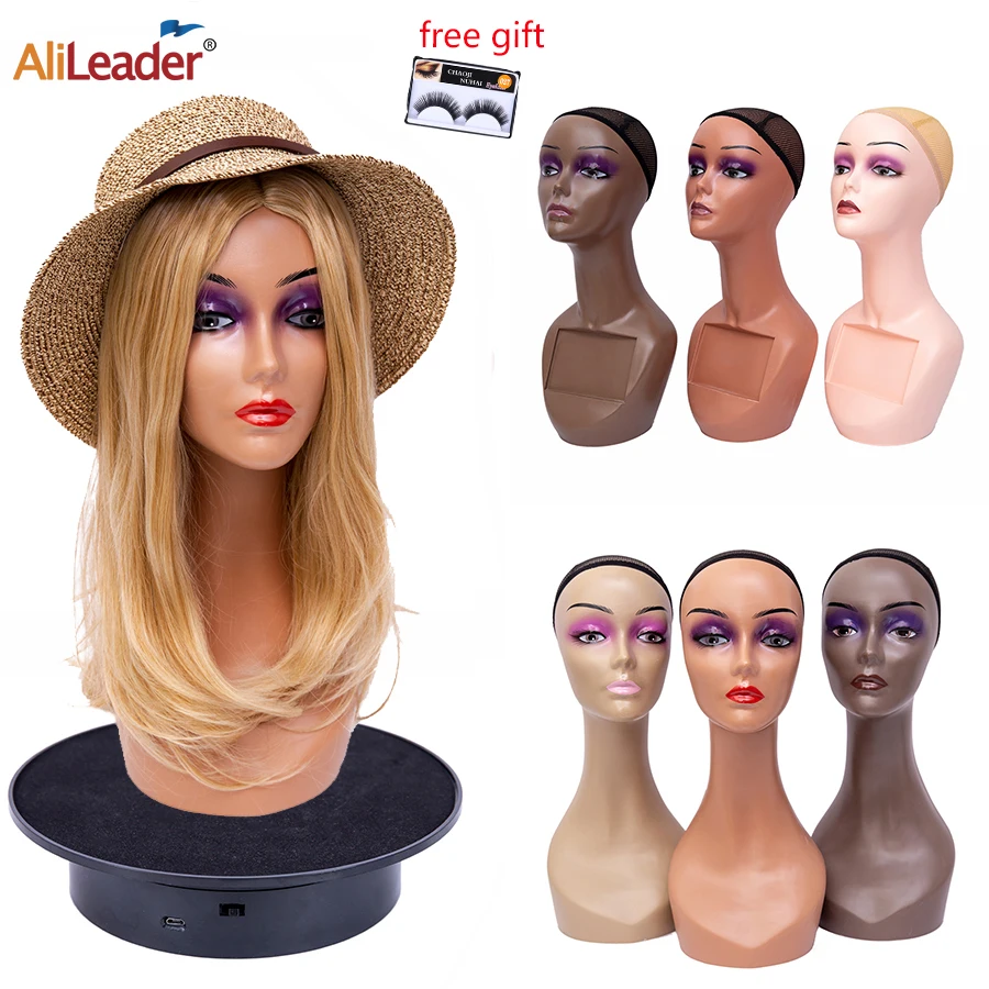 Female Head Model Manikin Head For Wig Scarf Jewelry Hat Display With Wig Stand Black Beige Mannequin Wig Making Head