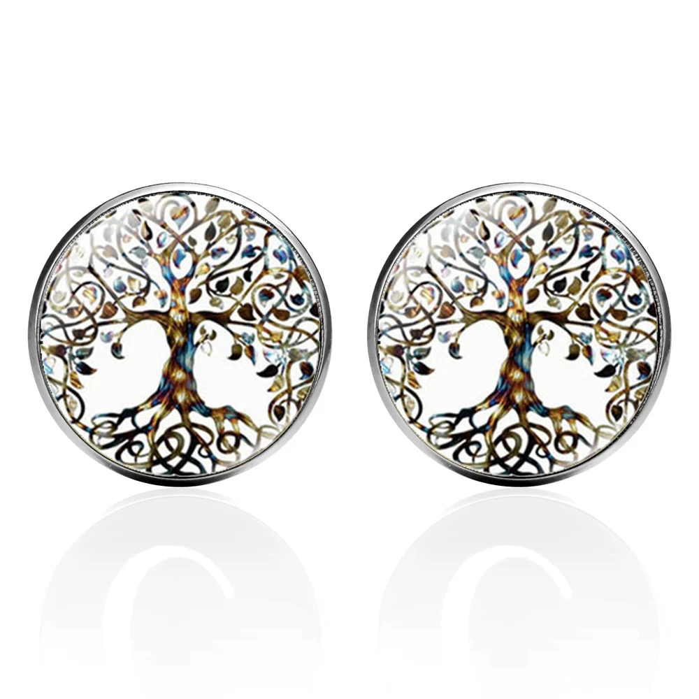 خمر شجرة الحياة الفن زجاج قبة الزفاف أزرار أكمام الرجال موضة يترك زر الكم مجوهرات دعوى قميص أزرار أكمام هدايا للرجل