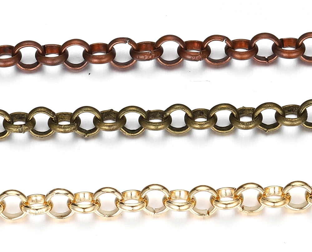 1 Meter 2 Meter geprägte O-Form Halskette Ketten Kupfer Armband Kabel Link Bulk Offene Ringketten für DIY Schmuckherstellung – Detail 8