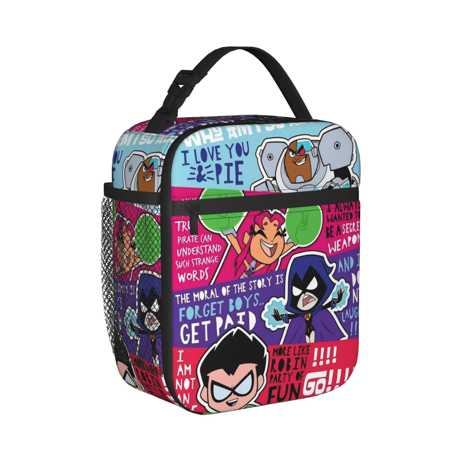 Teen Go Cartoon Insulated Lunch Bags Thermal Bag Reusable,Meal Container Teen Titans Go High Capacity Tote Lunch Box