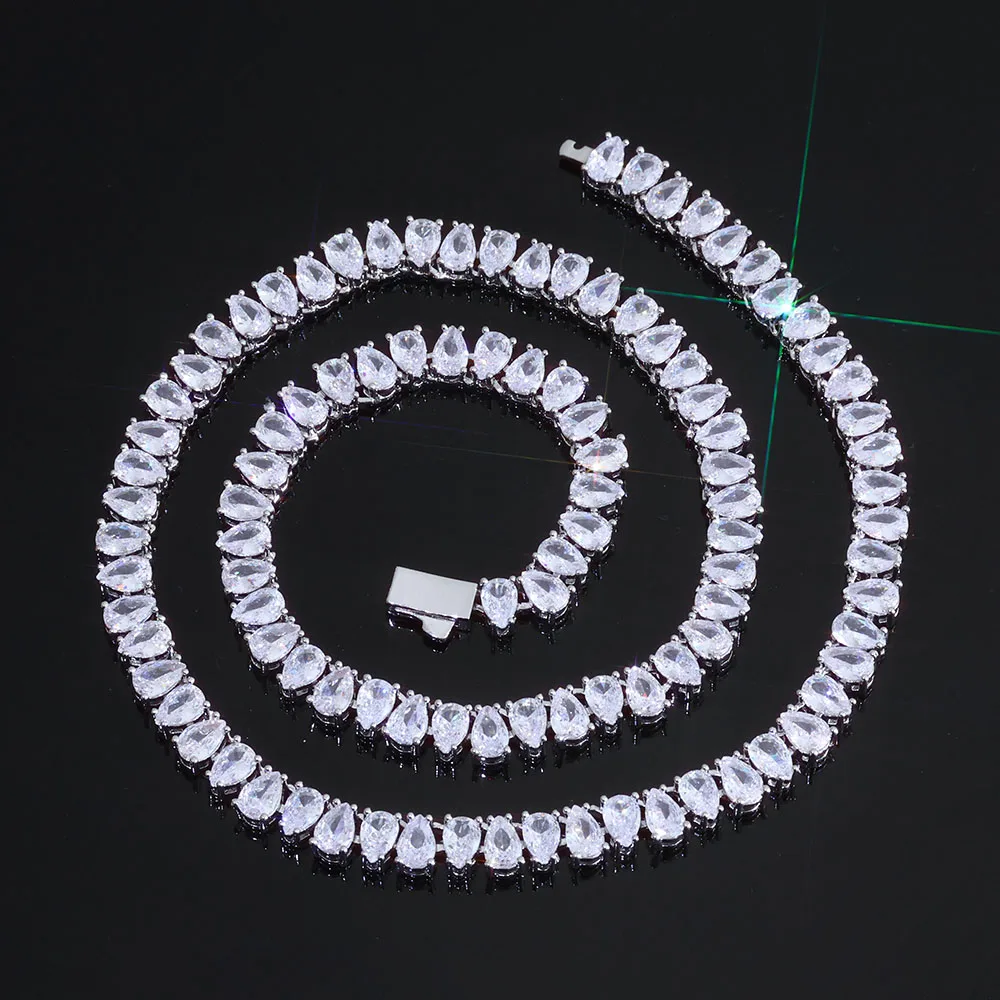 

NY Fashion 6mm Waterdrop Tennis Chain Iced 5A Cubic Zirconia Shining Exquisite Hip Hop Style Women's Jewelry Necklace
