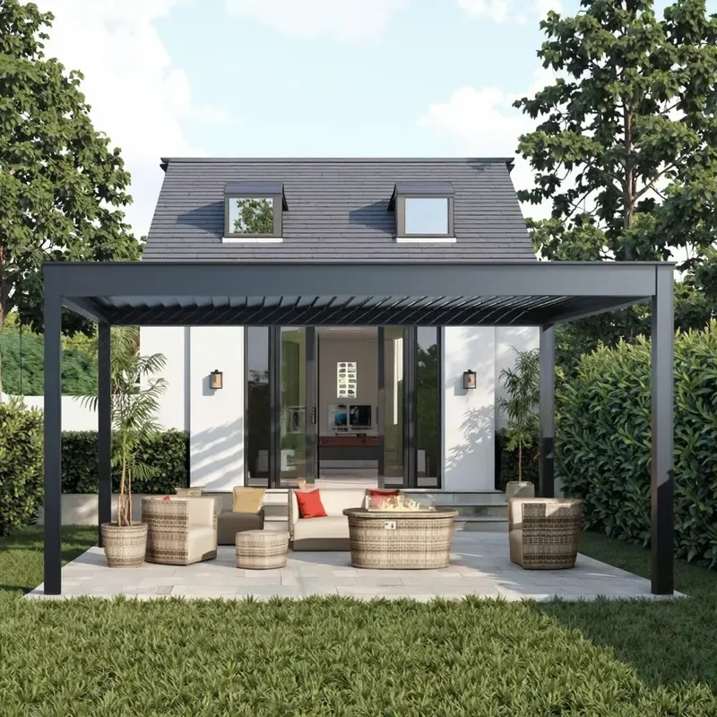 High Quality Outdoor Gazebo Aluminum Pergola Shutters Remote Control Electric Waterproof Pergola for Amas