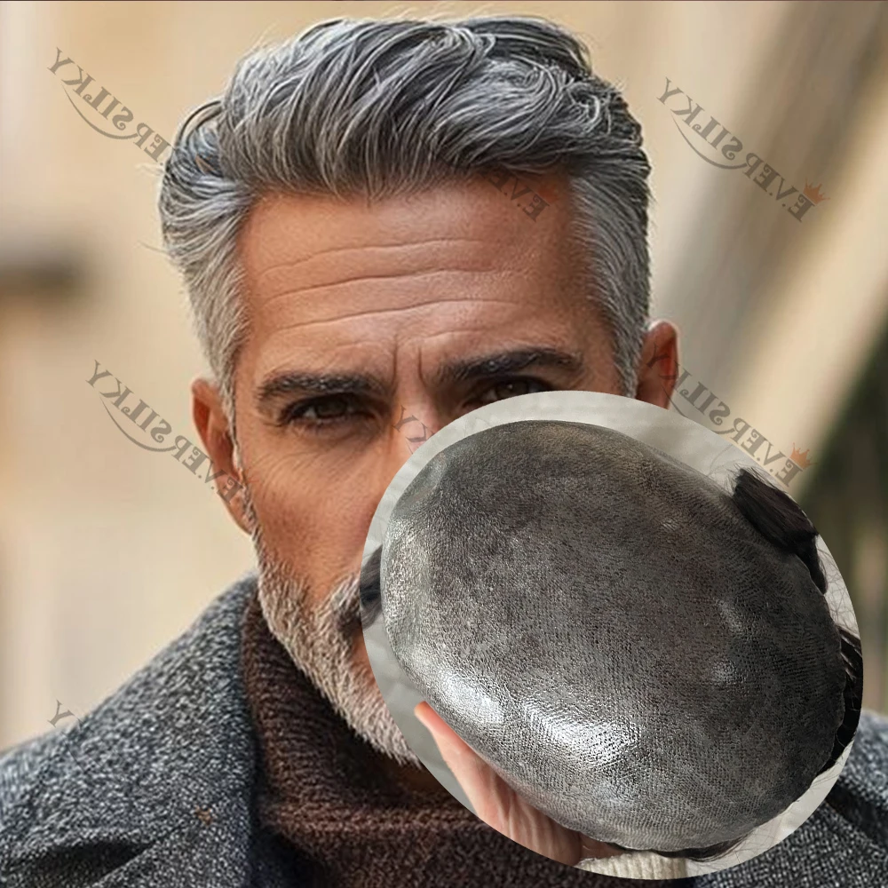 

Супернатуральные мужские парики из тонкой искусственной кожи с имитацией линии роста волос, системы замещения волос, серые, черные, коричневые