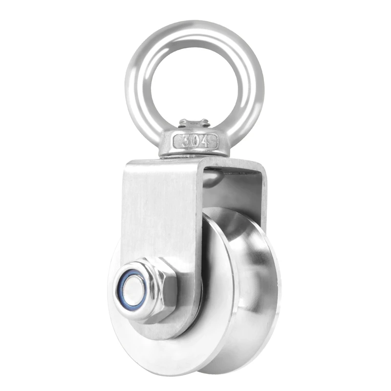 

U Type Swivel Pulley 304 Stainless Steel Duplex Bearing Silent Detachable 360 Degree Rotation Heavy Duty Traction Wheel