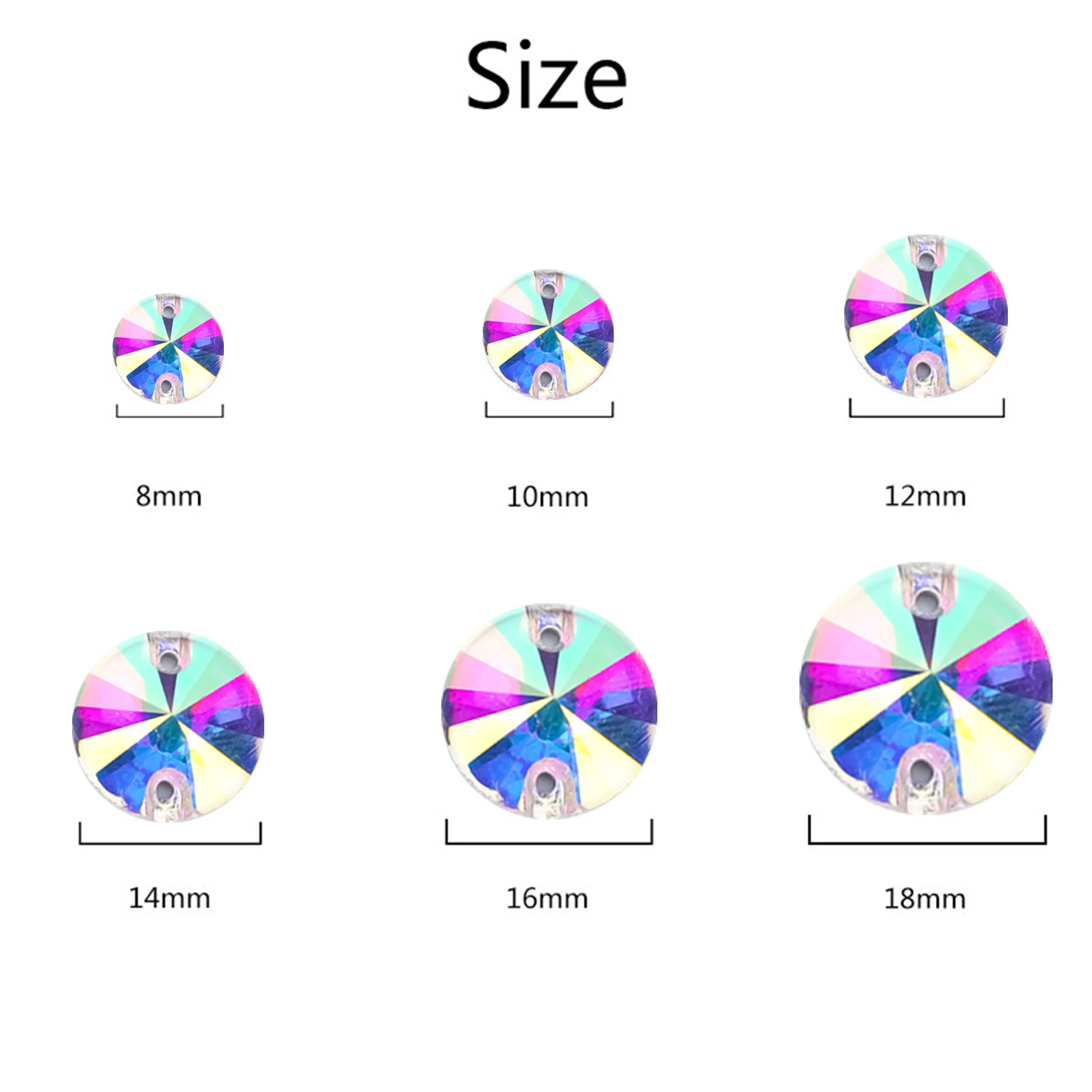 VC خياطة على AB حجر الراين شكل دائري بلورات زجاجية مسطحة للملابس فساتين الزفاف جميع الديكور DIY #4