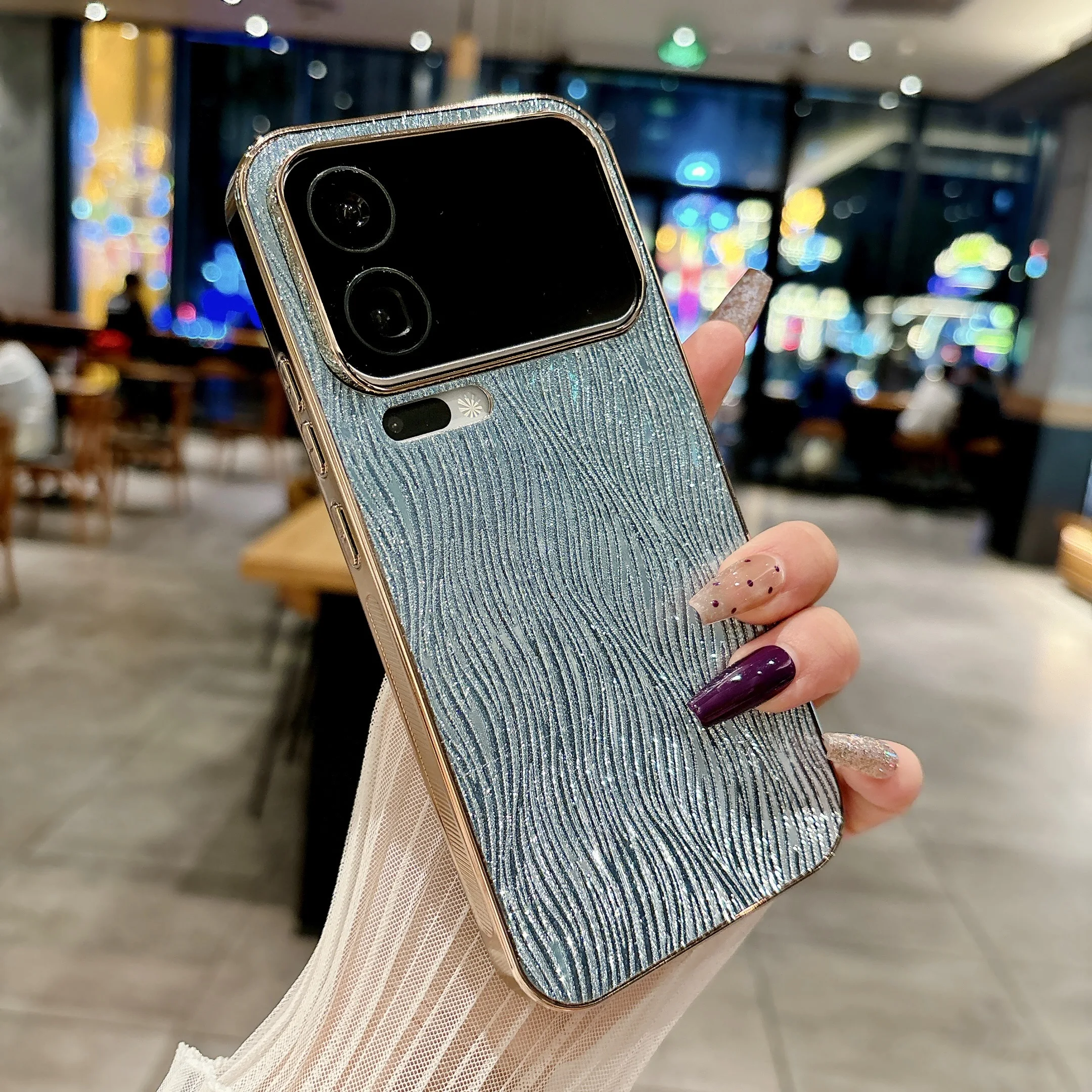 

For Xiaomi 17 Pro Max Case Glitter Water Ripple Electroplated Camera Protection Matte Shockproof Bumper Hard Back Cover