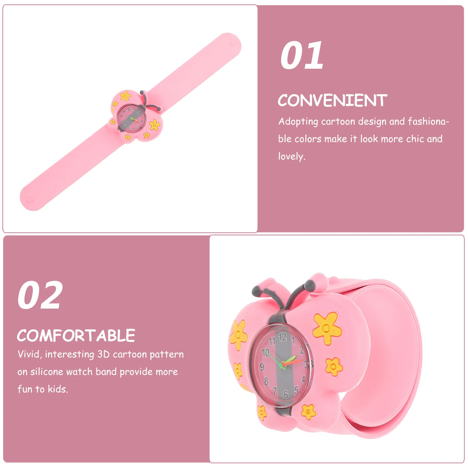

3Pcs Children Silicone Band Watch Cartoon Style Clear Number Kids Wristwatch Perfect Gift for Students Children Watch