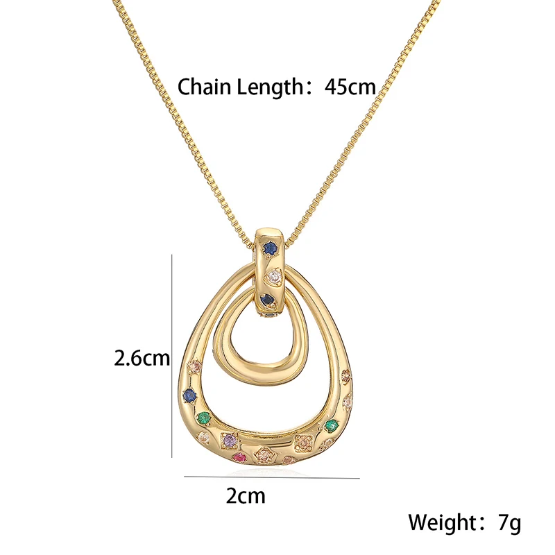 GANPUP Exquisiter Runder Bunter Zirkonia-Anhänger Halskette für Damen, Modische Schlüsselbeinkette, Choker-Schmuck, Geschenk – Detail 2