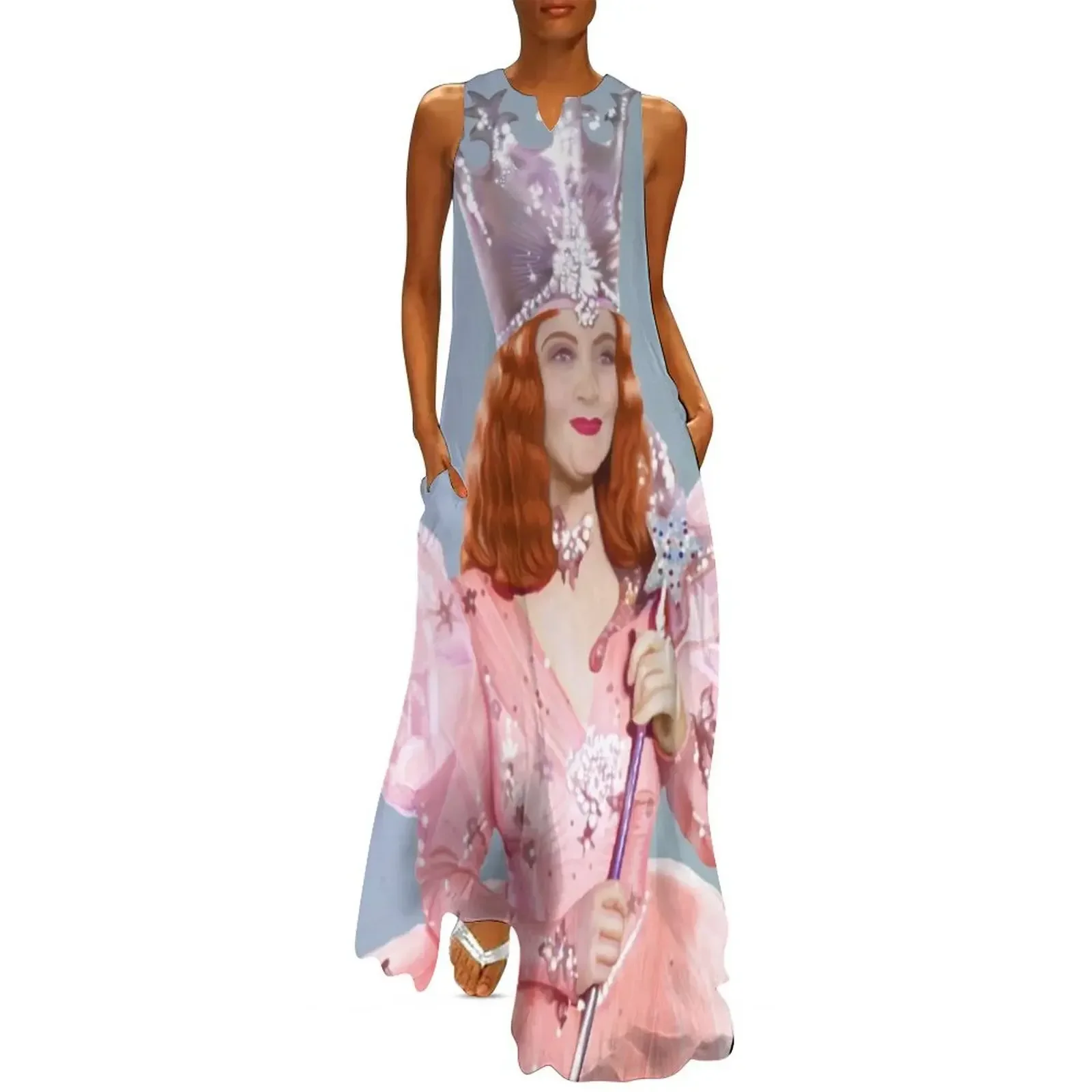 

Glinda The Good Witch, The Wizard of Oz, Magical Realism Digital Painting, Half Body Portrait Long Dress Clothing female Dress