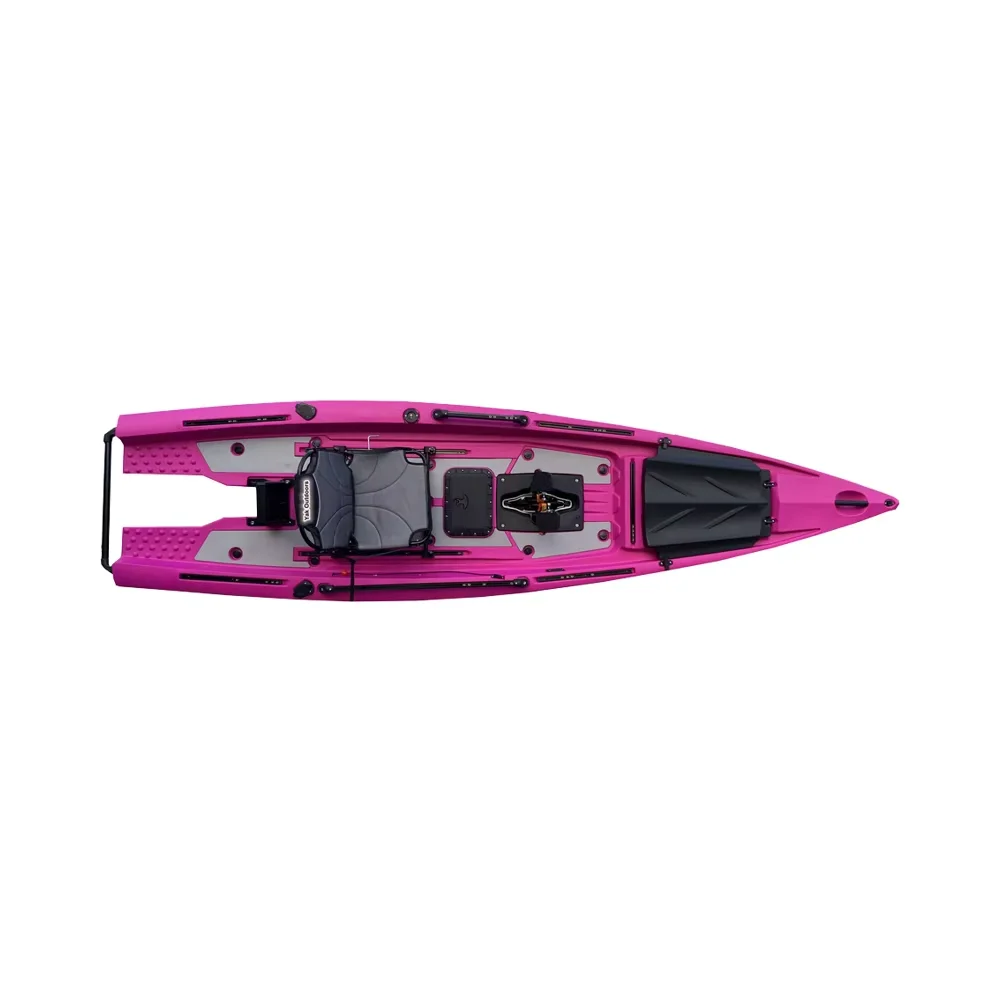 Outdoors 13ft Fish Skiff HDPE Motorized Sea Ka Dual Propeller Single Paddler Pedal Drive for River Surfing 2 3 Persons