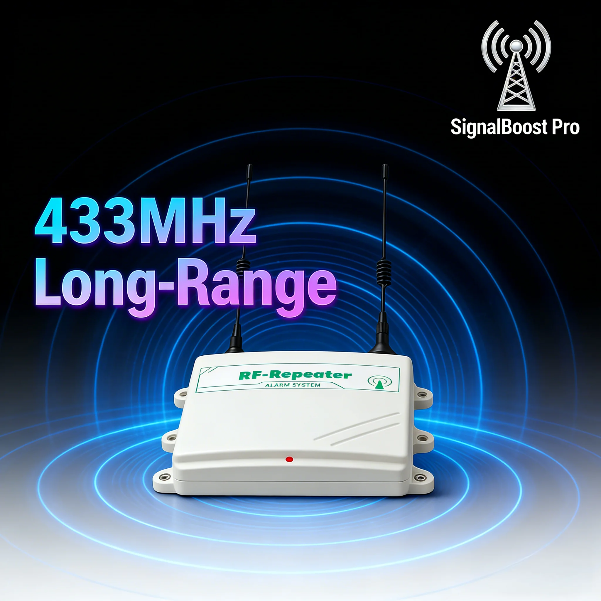 Anti-Interference 433MHz Signal Repeater, 1000m Range Booster, Fix Weak Signal for Home Security Sensors