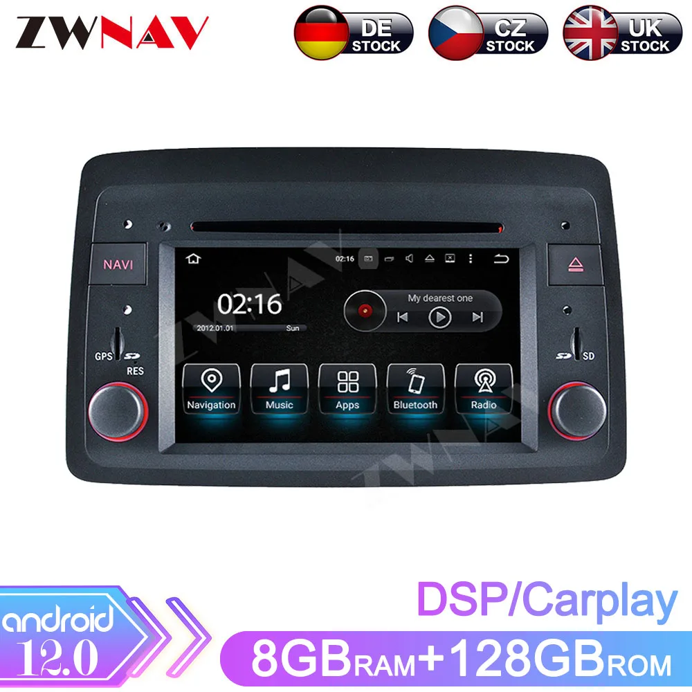 8+128GB Android12.0 Car Multimedia Player Carplay GPS Auto Navigation Headunit For Fiat Panda 2004-2012 DVD Radio DSP Autostereo