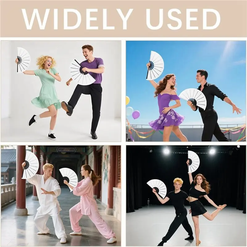 L60A 12 Pcs Sublimation Fan Blanks White Polyester Sublimation Blank Hand Fan DIY Fans Heat Transfer Printing For Dancing