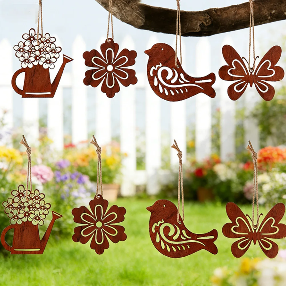 Rusty Bird Silhouette Garden Decoration Set Country Yard Art Gardening Decoration For Outdoor Fences Branches