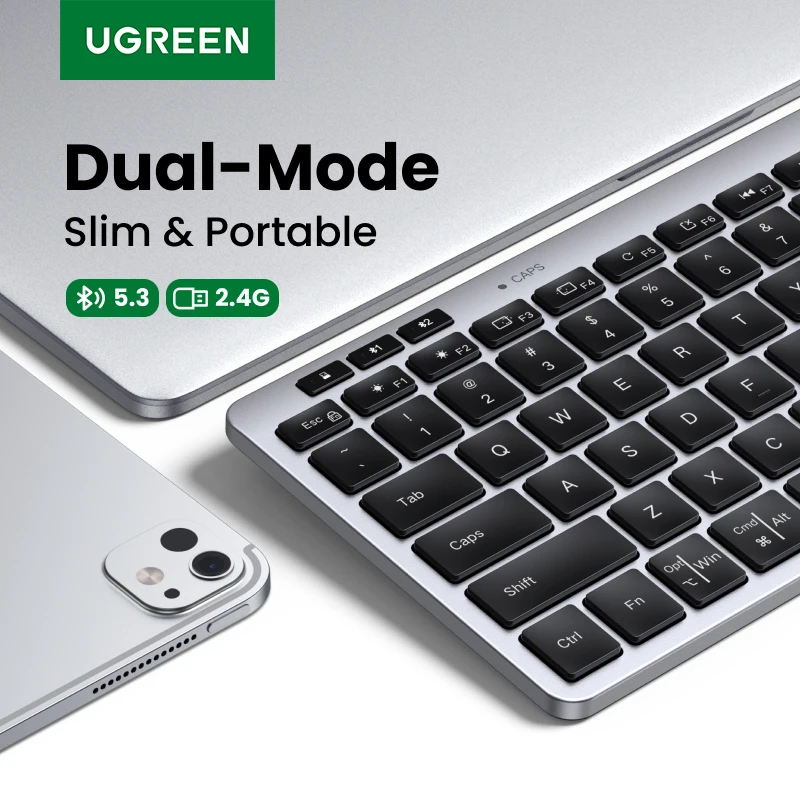 UGREEN Teclado sem fio Bluetooth 5.3 e 2.4G sem fio russo/EN 78 teclas para MacBook iPad PC Tablet