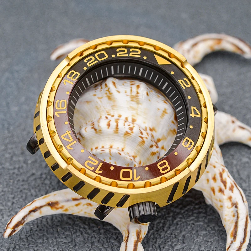 NH35 Case  Dial Gold Shroud Monster Protect Armor Tuna Canned Watch Cases for NH35 Automatic Movement Men Diving Watch Case