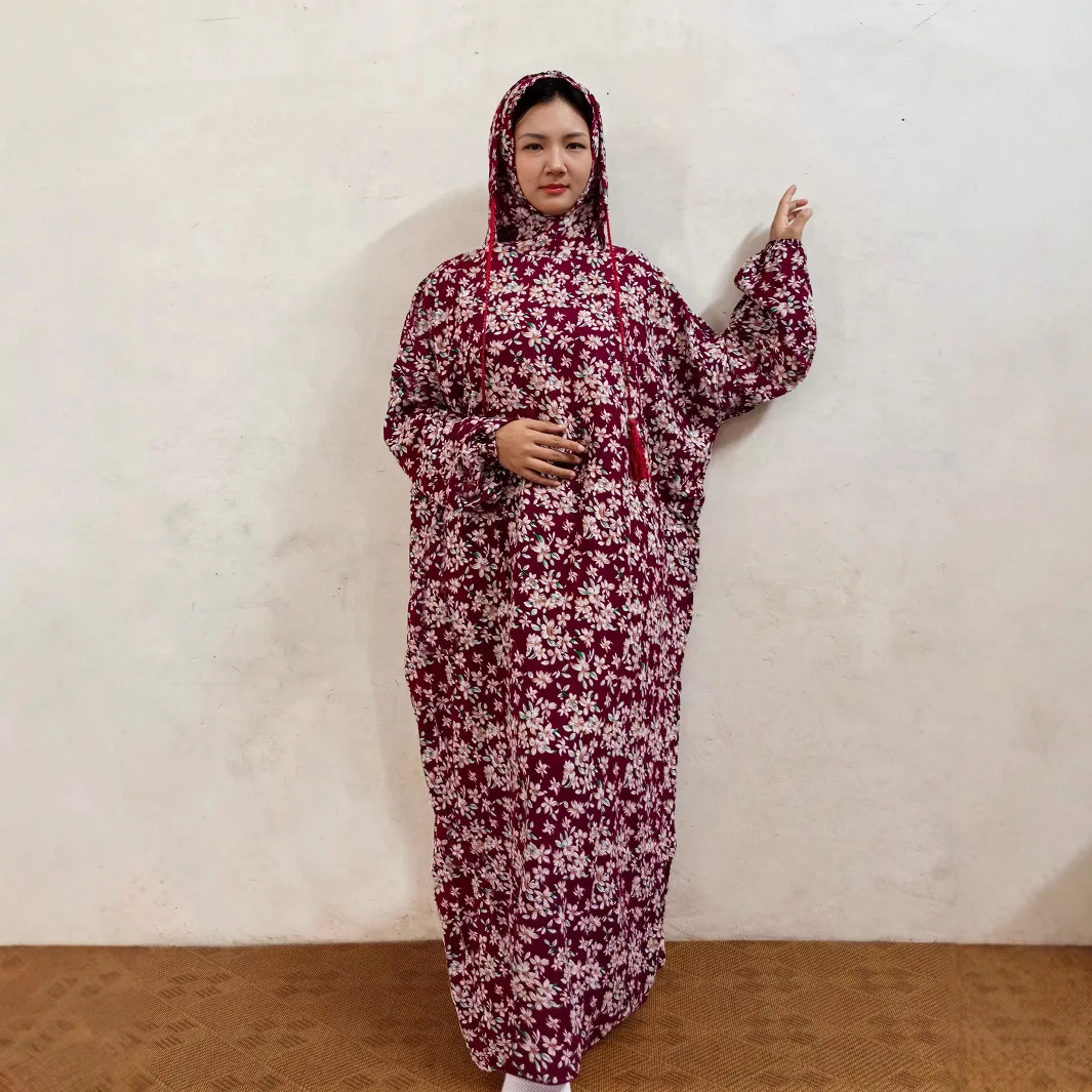 

Caftan Abaya for Women Qatar Caftan Moroccan Prayer Jilbab Islamic Clothes Double Layered Oversized Solid Color Gown Dress Abaya