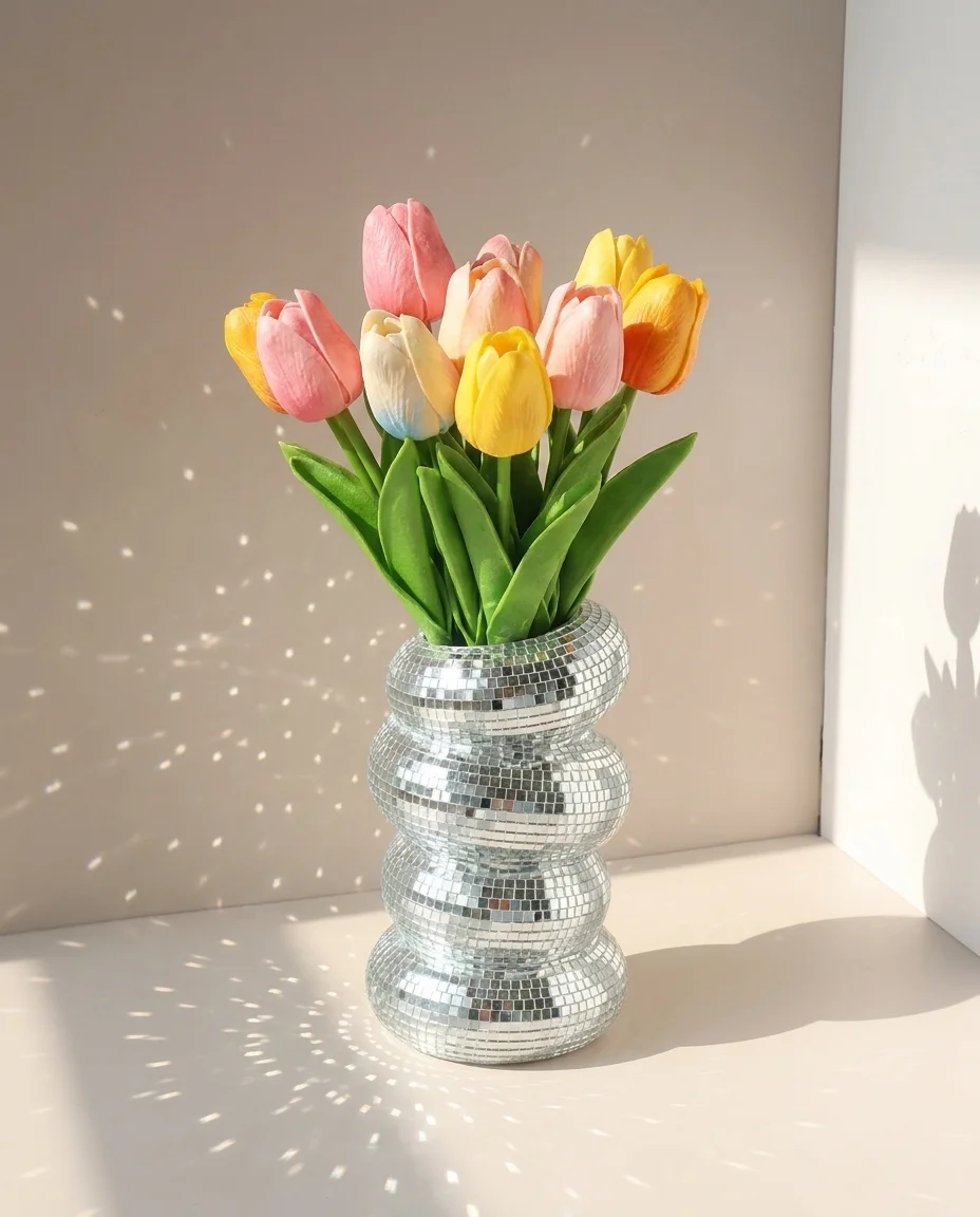 Pot de fleurs Disco monobloc, vase spirale minimaliste, porte-stylos et tube de rangement pour pinceaux de maquillage, ornement de décoration intérieure de forme unique
