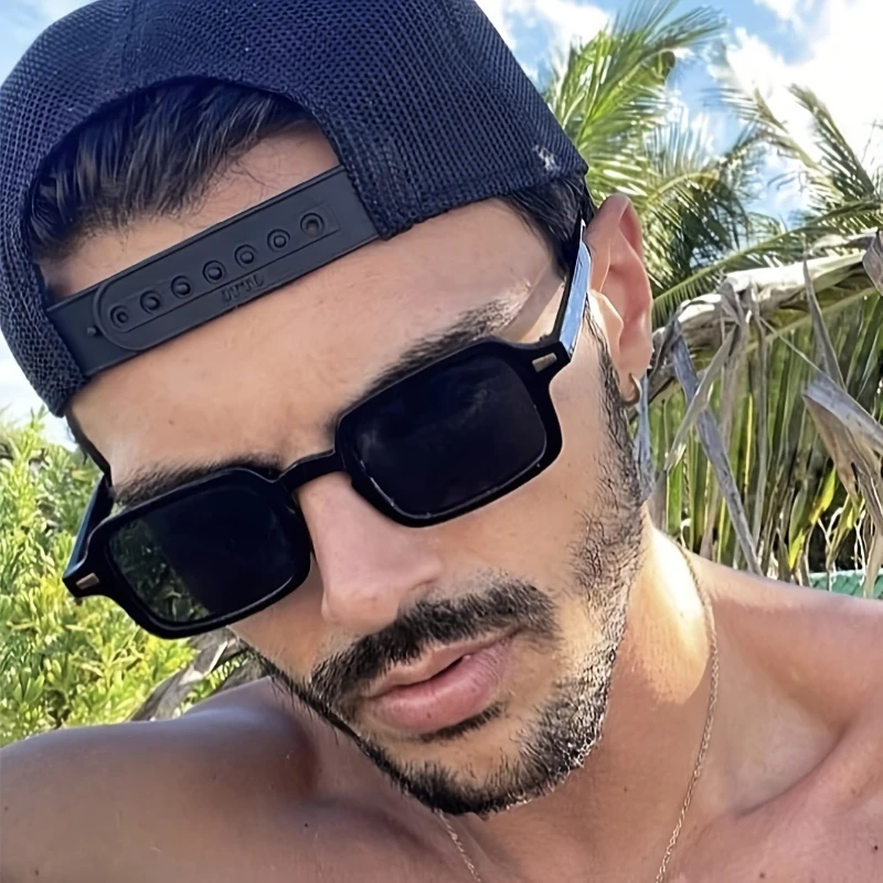 1 Stück Retro-Sonnenbrille für Herren mit europäischem und amerikanischem Reisnagel, rechteckig, Hip-Hop, vielseitig, modisch, geeignet für den täglichen Gebrauch