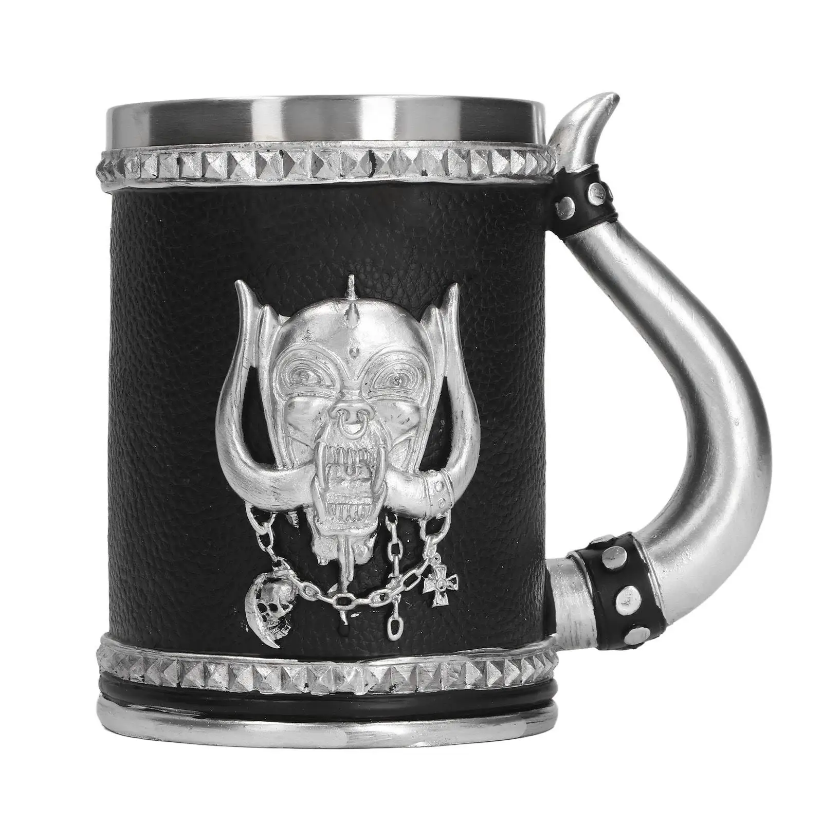

Stainless Steel Pirate Skull Mug Hand Painted Polished for coffee Beer