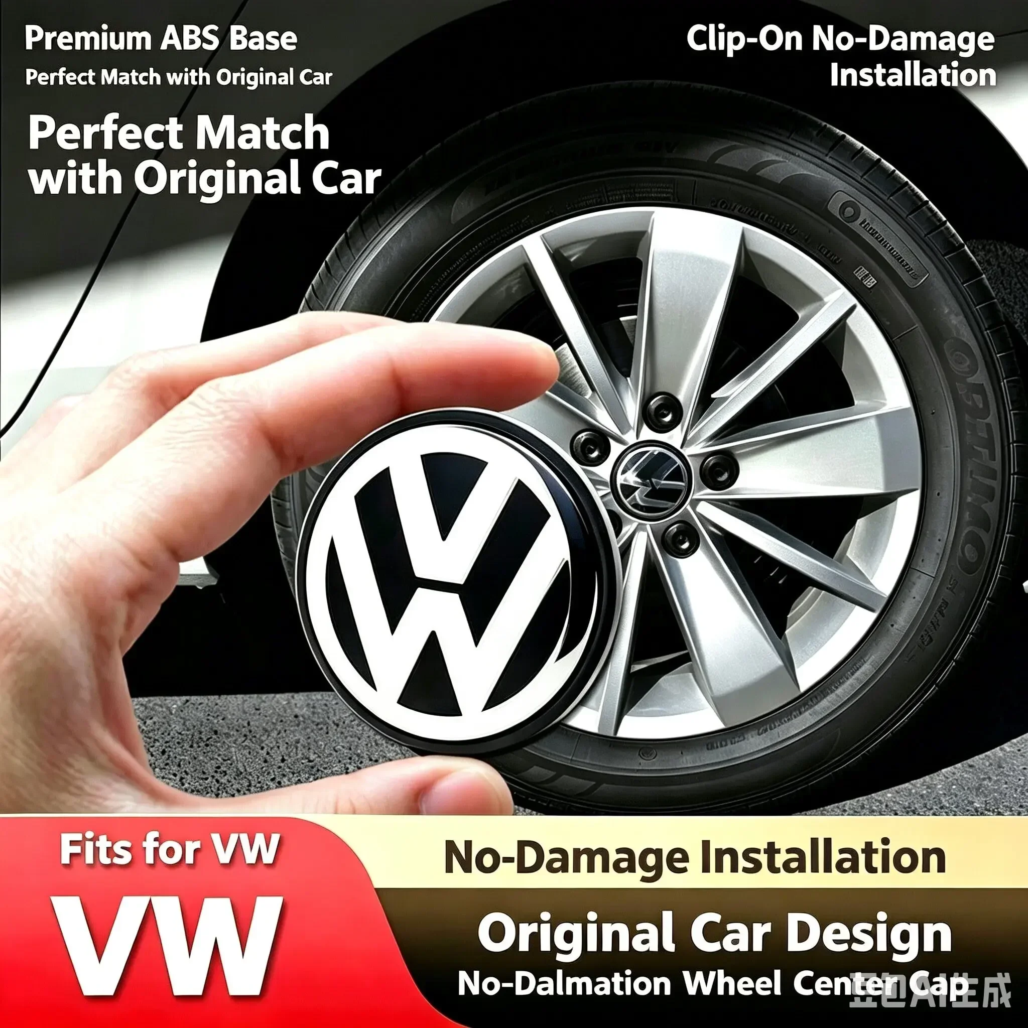 4pcs Car Wheel Center Cap Hub Covers Badge Accessories 55mm 56mm 65mm 70mm for VW Volkswagen - Set of 4 for Car Styling