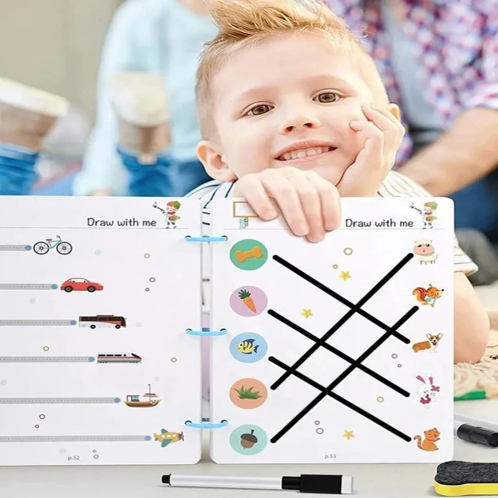 Children's Magic Practice Book Magic Tracking Manual Montessori Pen Control Training Card Reusable Tracking Education Book