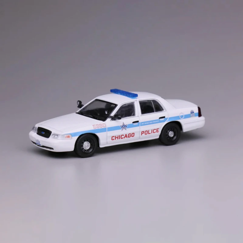 596 Diecast 1/64 Scale Victoria Crown CV Chicago Police Alloy Car Model Static Display Collection Boy Gift Ornament