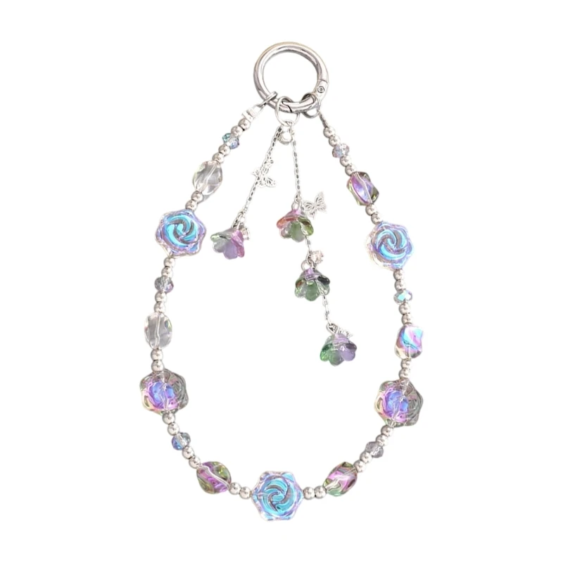 

96GE Elegant Handmade Beaded Bracelet Cellphone Strap Pendant Antilost Chain Jewelry