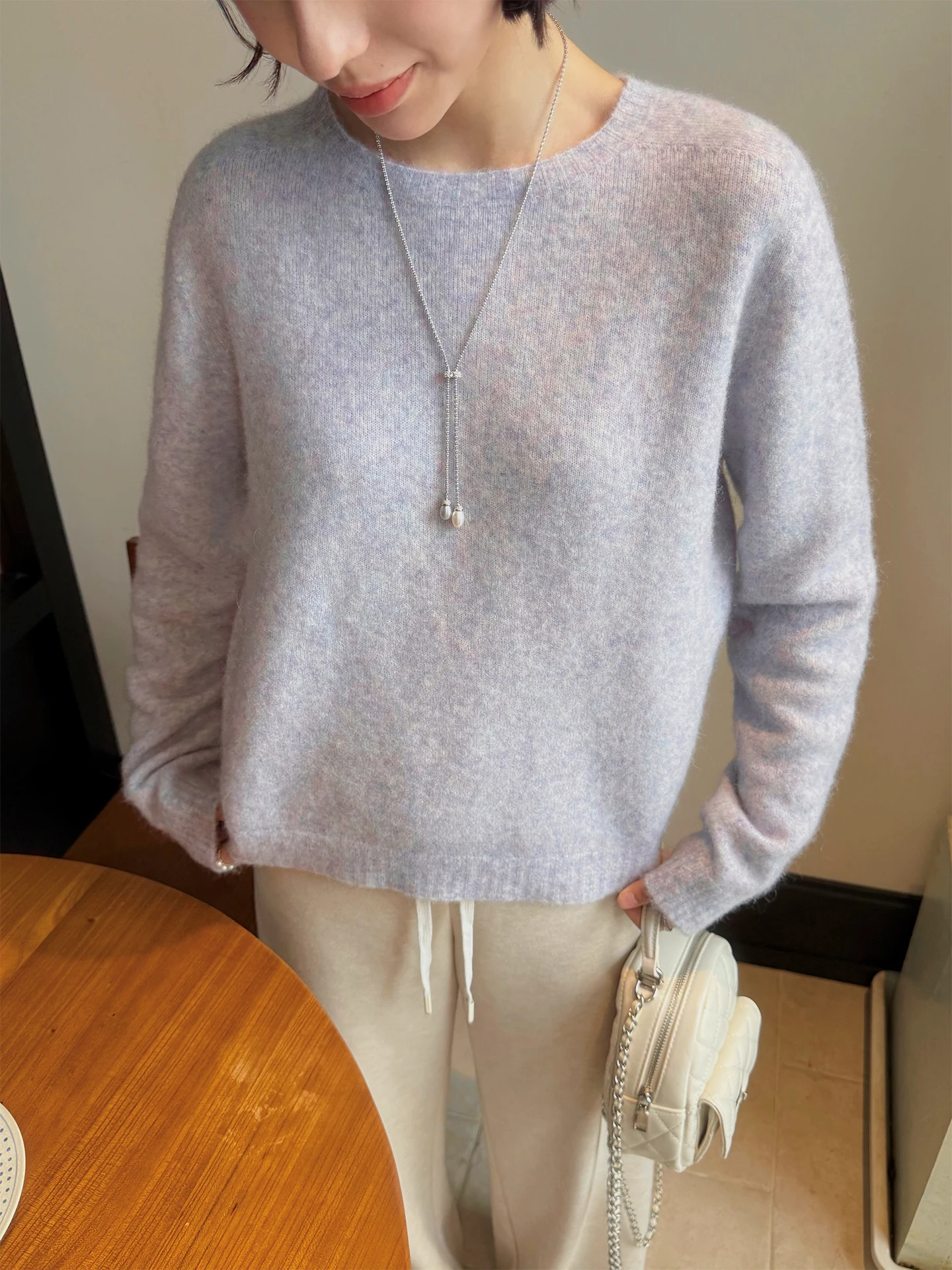 

MOR Snow Frost Lazy High-End Sl Цельный шерстяной трикотаж, круглый женский свитер с базовым слоем