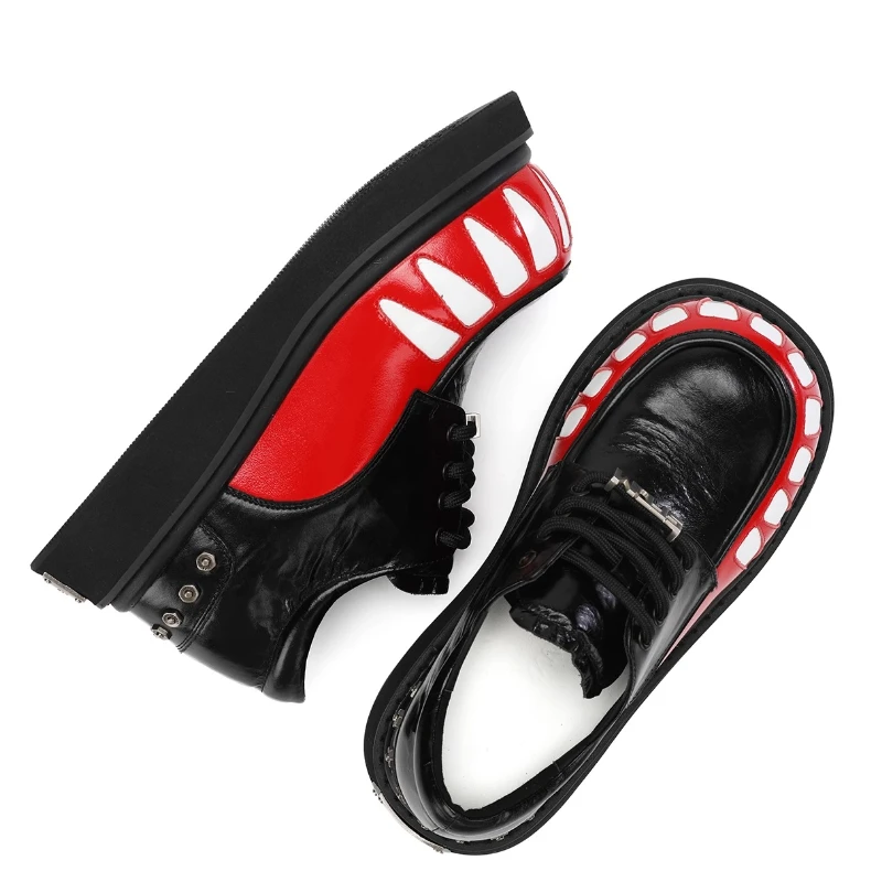 

Красно-черные туфли дерби из конской кожи, широкая версия для мужчин, удобные дышащие мужские модельные туфли, повседневная обувь, увеличивающая рост