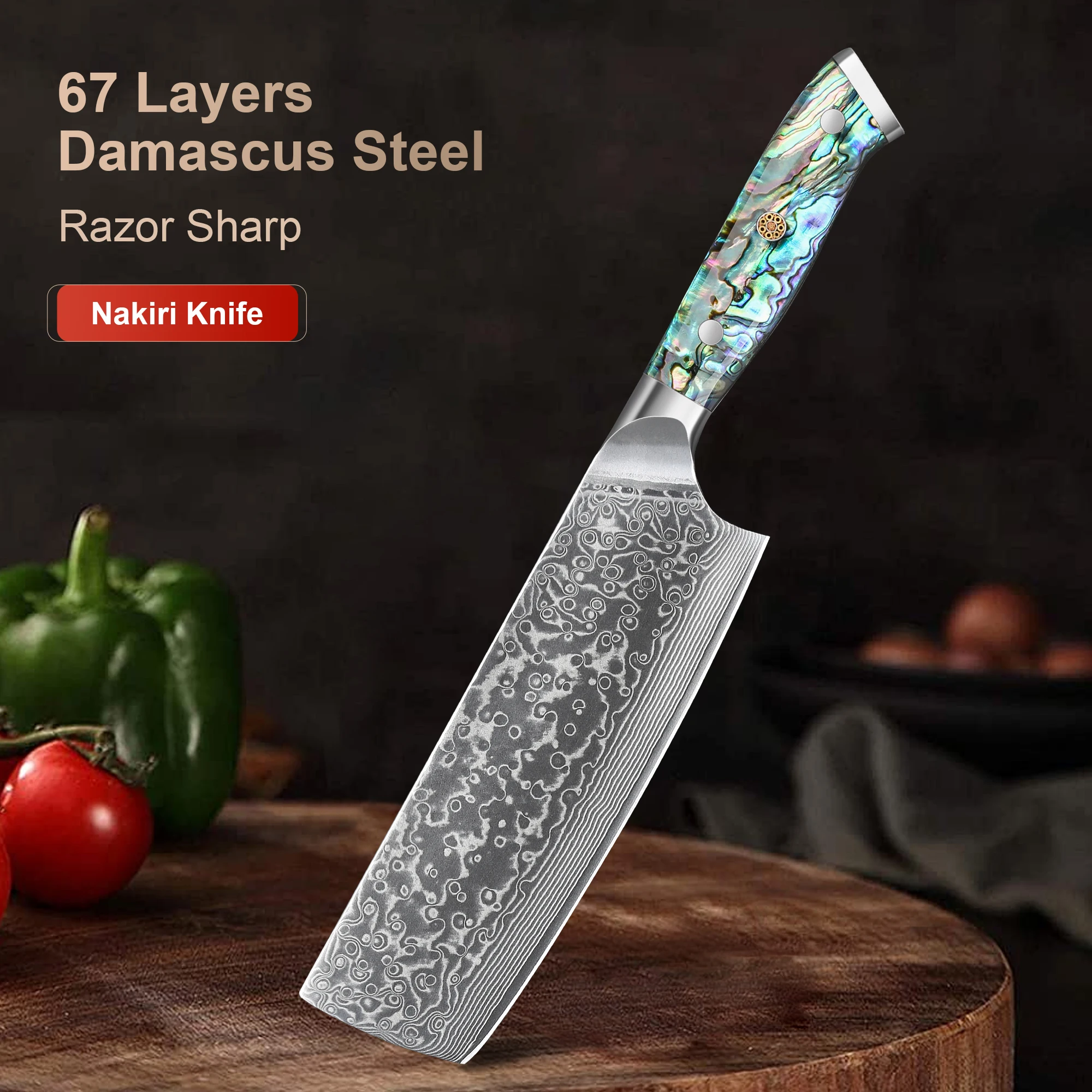 

7-inch Professional Chef's Knife 67 Layers Damascus Steel VG10 Sharp Tools Nakiri knife Cooking Tool