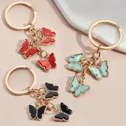 Exquisite Rhinestone Butterfly Keychain Cute Enamel Butterflies Insects Keyring For Women Handbag Pendant Ornaments Friend Gifts