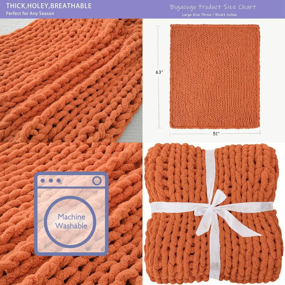 

Плед ручной работы из синели, 51x63 дюйма, плюшевый плетеный плед для дивана, терракотовый