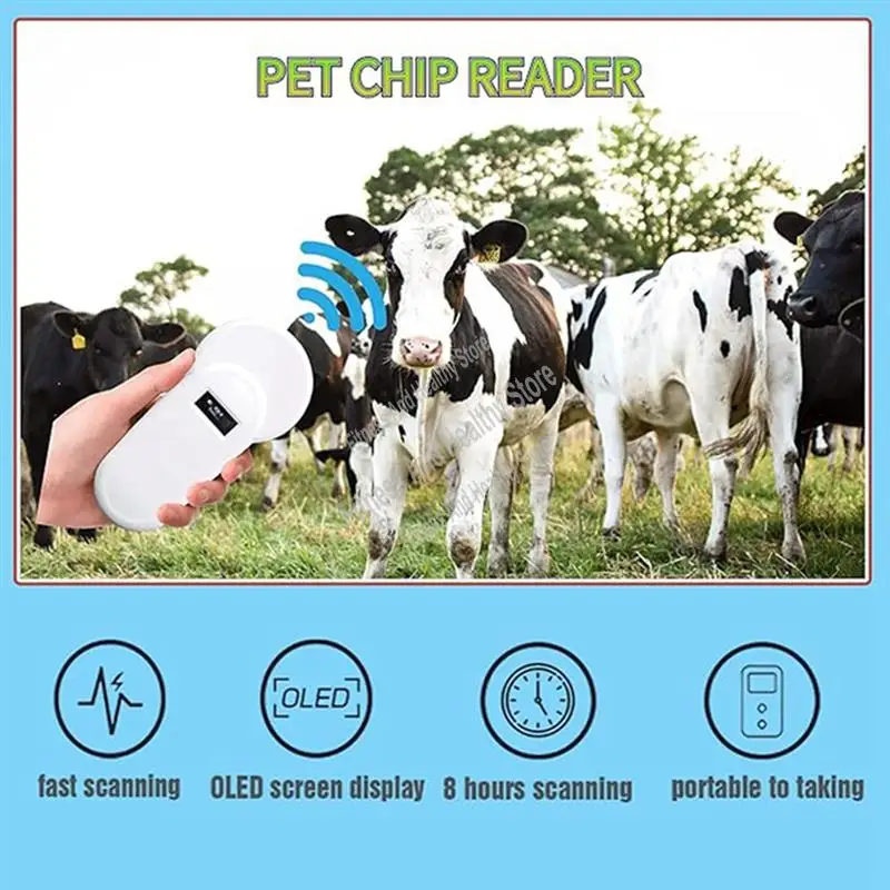 Pocket Reader Pet Chip Scanner Standard Handheld Backlit LCD Tag Reader ID Scanner Fit For Animals And Pets-AT35