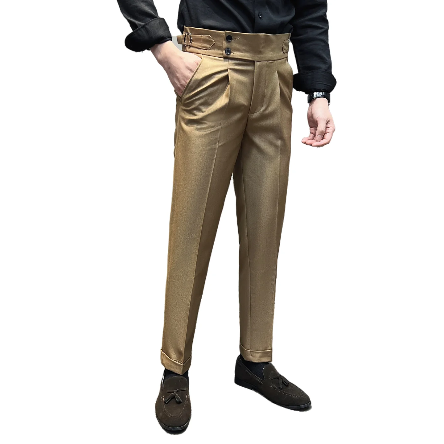 Men's Premium Slim Fit Trousers Spring Autumn Trendy Naples Style Casual Tapered Pants Career Commute Business Office Banquet